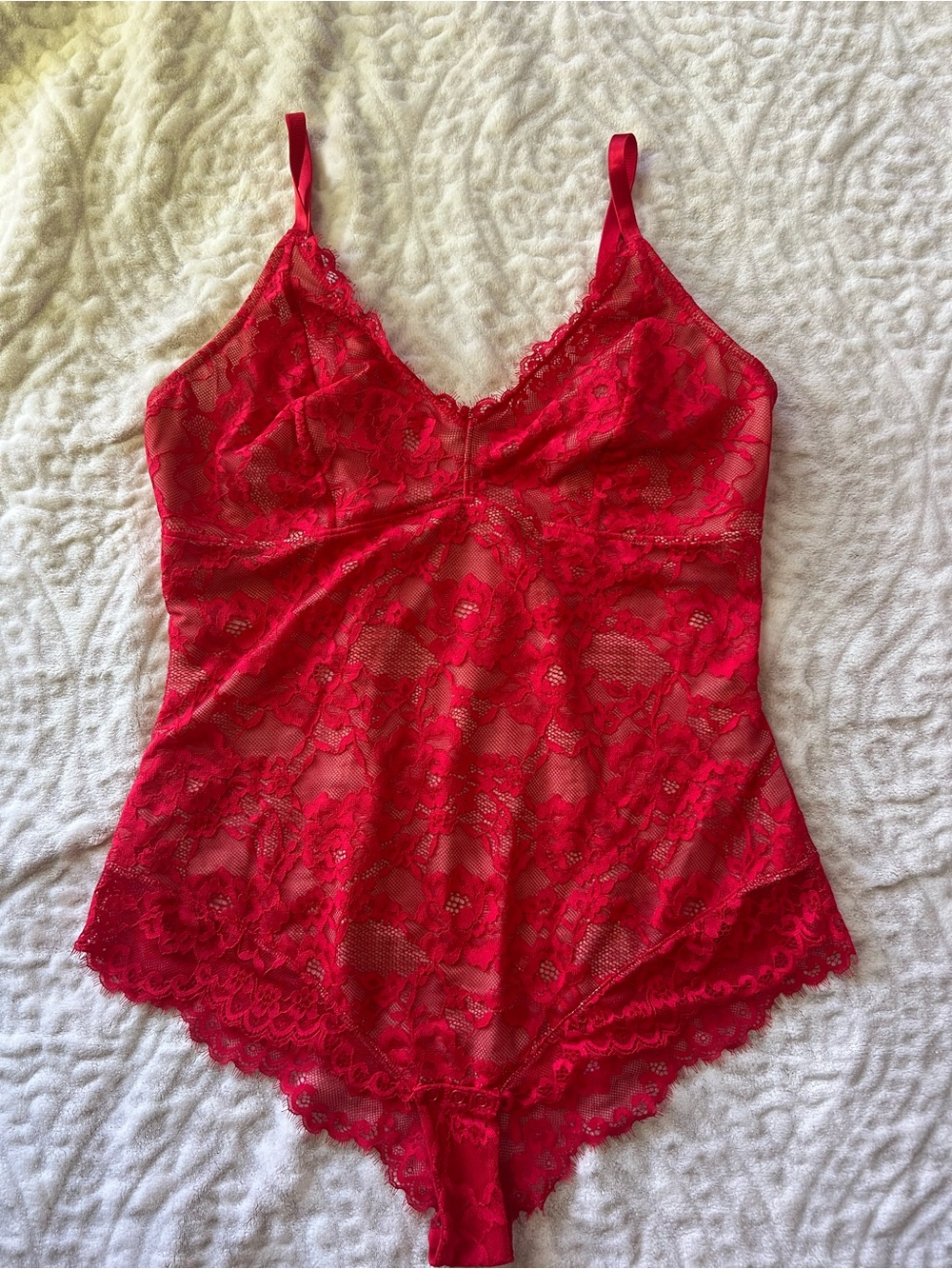 Popilush Women’s Crimson Bloom Lace Teddy Red Body Suit | Size XXL
